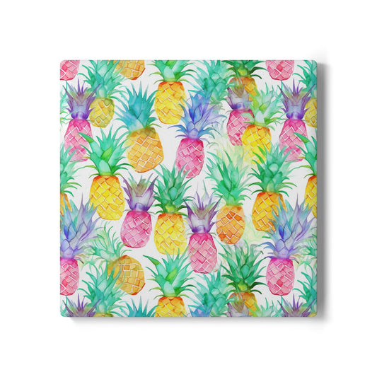 Neon Tropical Pineapple Coaster Set - Fun Summer Drink Coaster, Home Bar Decor, Tropical Party Supplies, Gift for Beach Lovers, Kitchen Accessory