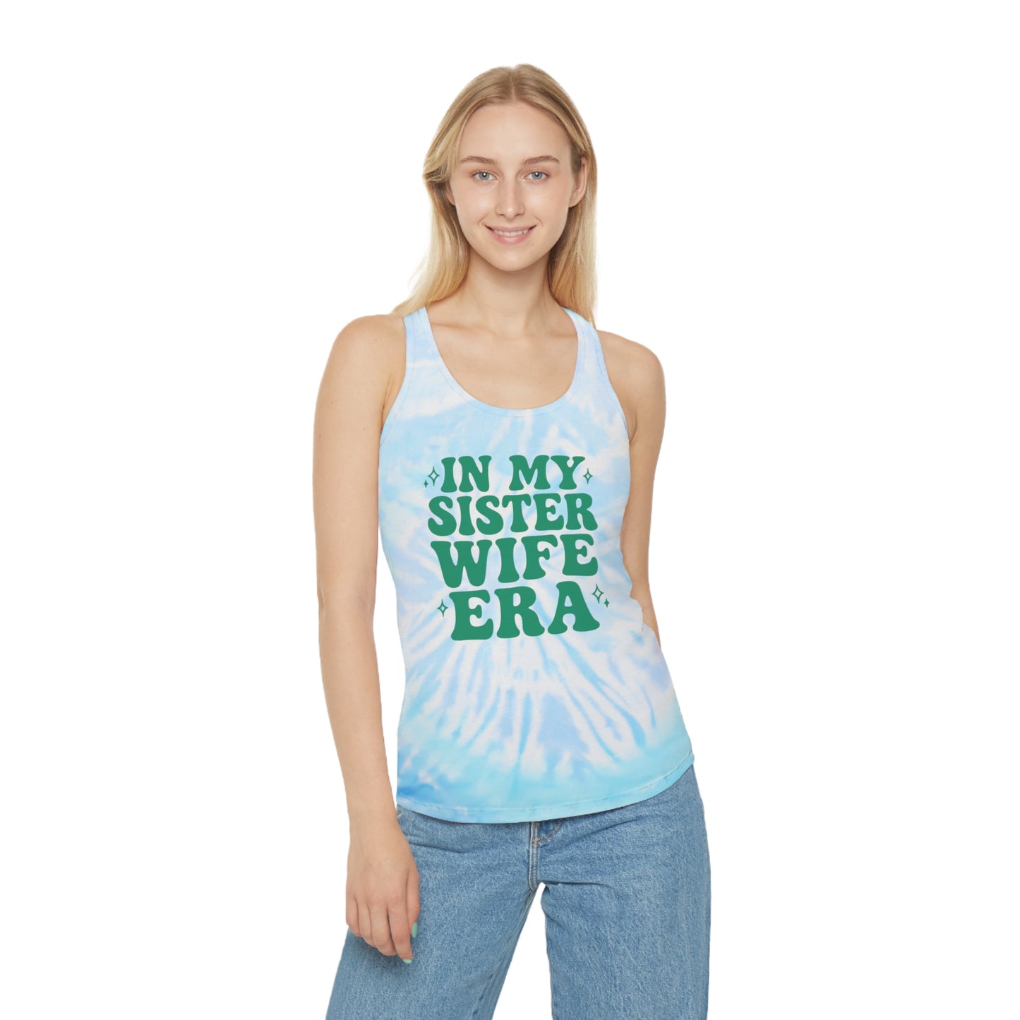 Green In My Sisterwife Era Tie-Dye Tank Top, Summer Casual Wear, Graphic Tee for Bachelorette, Birthday Gift, Festival Style Top, SisterWife Tank Top