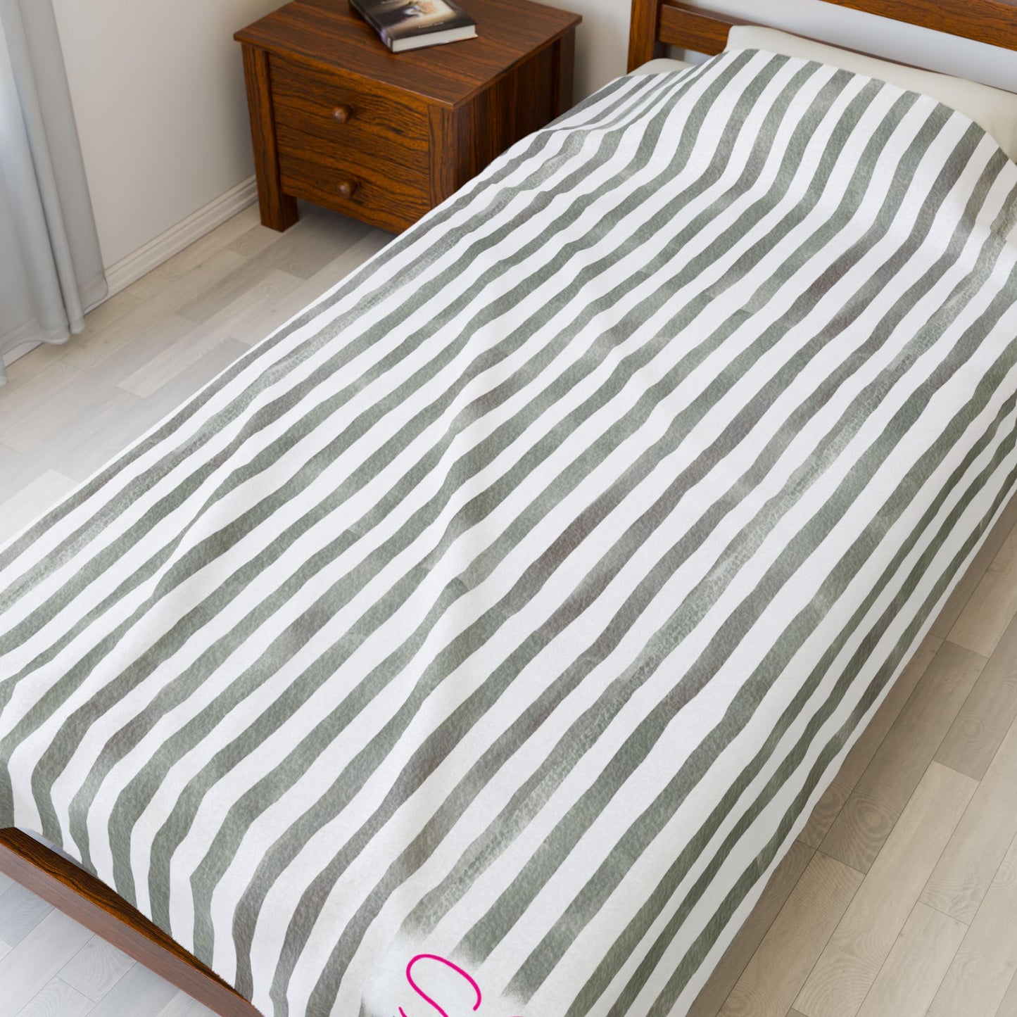 Soft Stripe Throw Blanket – Polyamory Sisterwives ENM Friendly Home Decor | Swinger Lifestyle Cozy Blanket | Minimalist Blush Stripe Throw