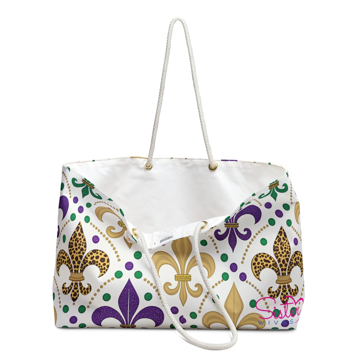 Mardi Gras Cheetah Print Weekender Bag | Polyamory ENM Friendly Travel Tote | Matching Couple & Throuple Overnight Bag | Festival & Cruise Carryall