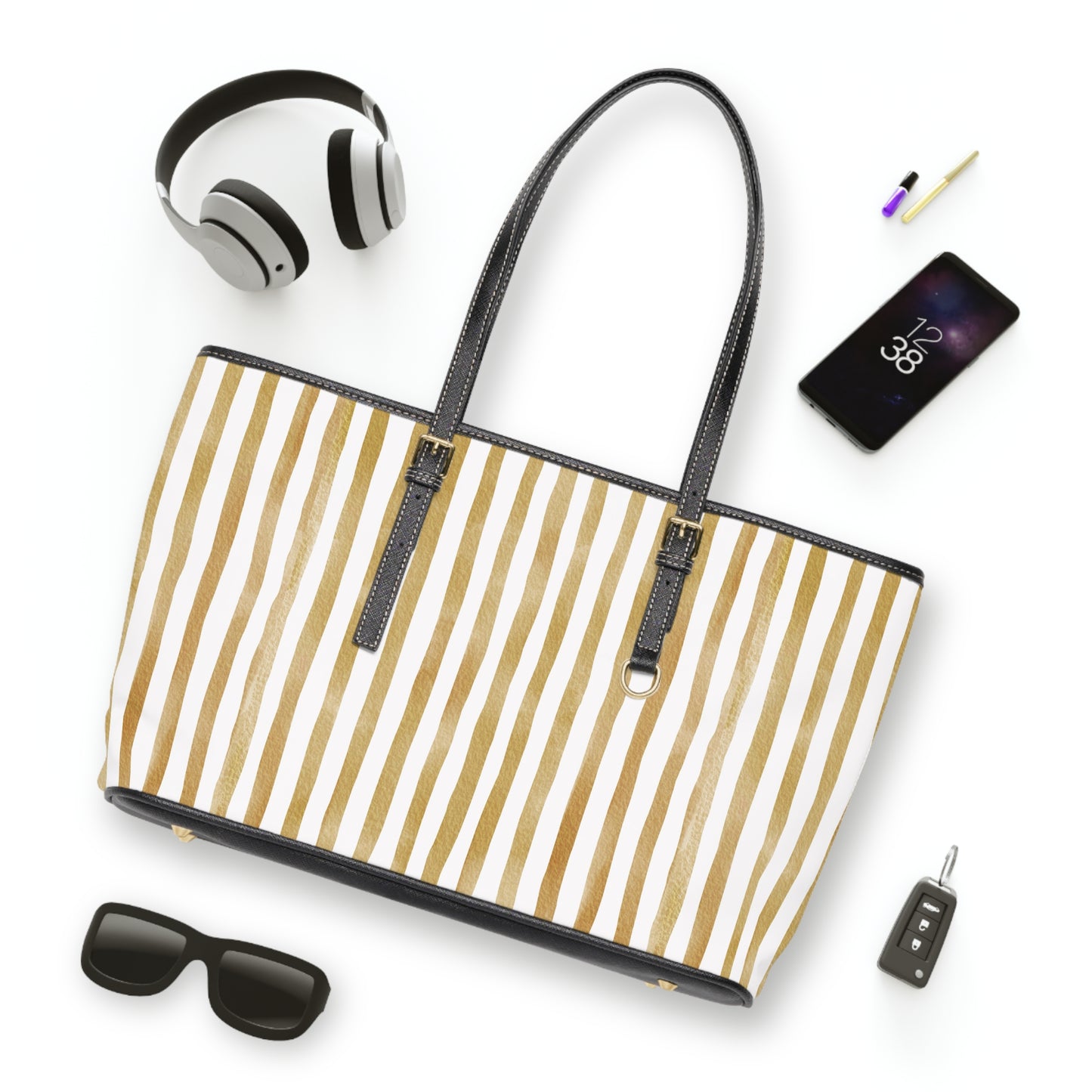 XL Stripe Shoulder Purse – Polyamory Sisterwives ENM Friendly Tote | Swinger Lifestyle Handbag | Soft Blush Minimalist Weekend Bag