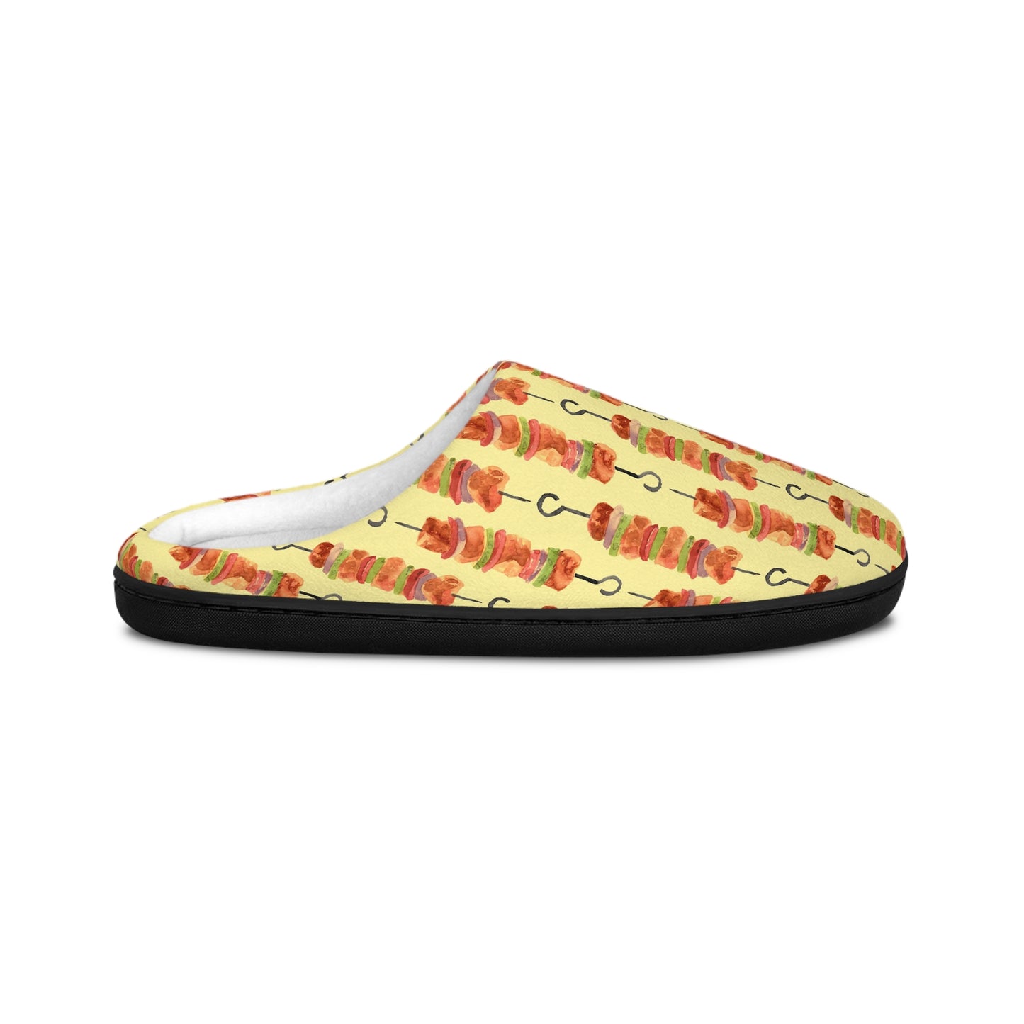 Men’s BBQ Slippers – Grill & Cookout Indoor House Shoes | Funny Food Print Slippers | Cozy Non-Slip Men’s Slippers