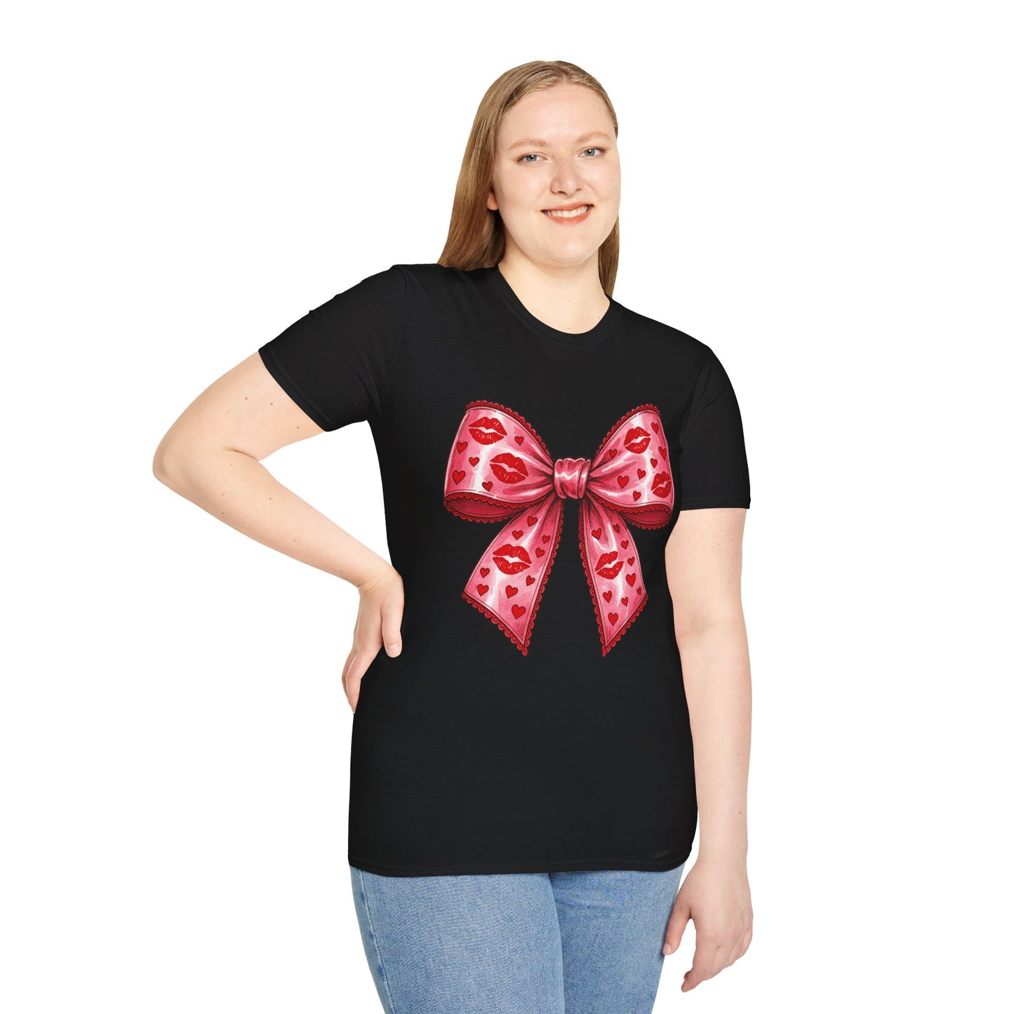 Red Coquette Bow Shirt – Flirty Valentine Bow T-Shirt, Polyamory ENM Non-Monogamy Symbol Tee, Unisex Gildan 64000