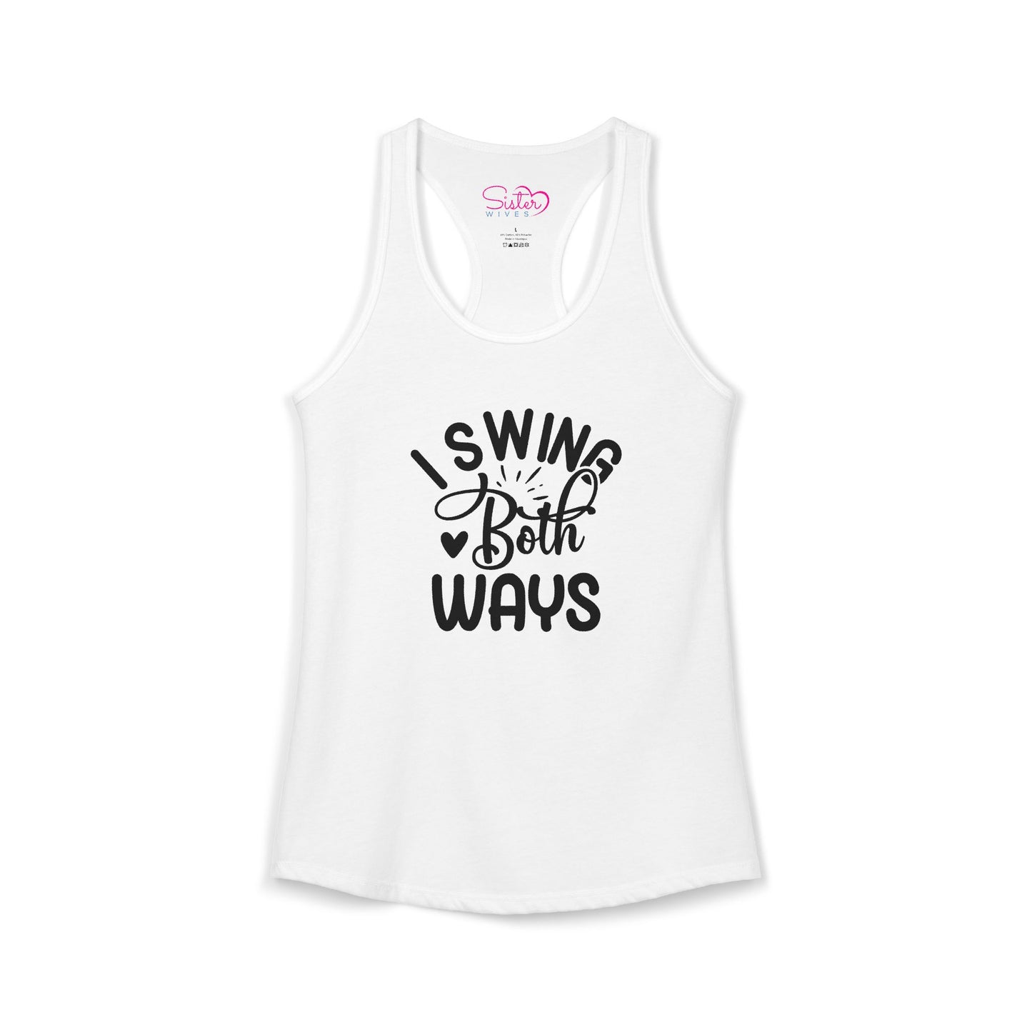 I Swing Both Ways Racerback Tank | Bisexual & Swinger Humor Tank Top | ENM Friendly Summer Shirt | Playful Inclusive Apparel