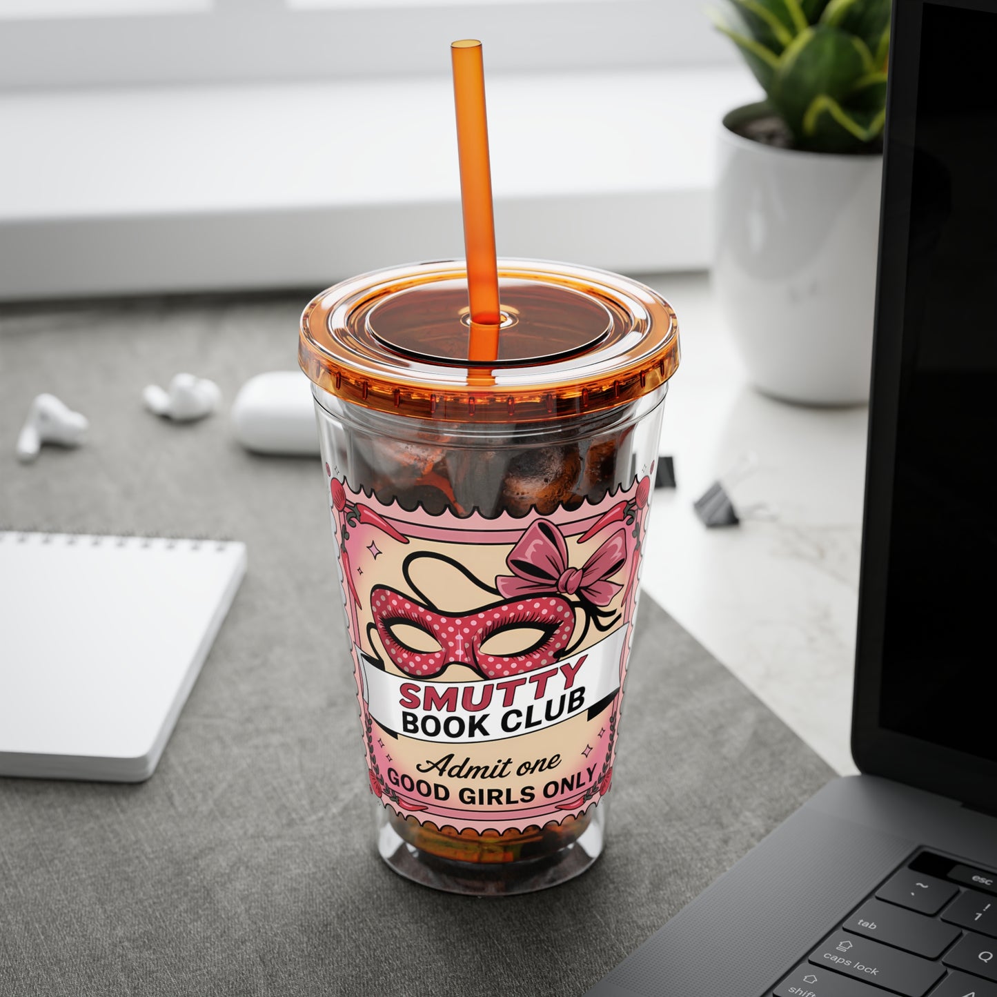 Admit One: Smutty Book Club – 16oz Sunsplash Tumbler | Polyamory Pride Cup | ENM Lifestyle Drinkware | Swinger Aesthetic Travel Cup | Spicy Romance Reader Gift | Poly, Open Relationship,...