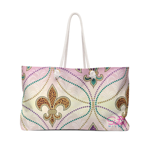 Mardi Gras Cheetah Print Weekender Bag | Polyamory ENM Friendly Travel Tote | Matching Couple & Throuple Overnight Bag | Festival & Cruise Carryall