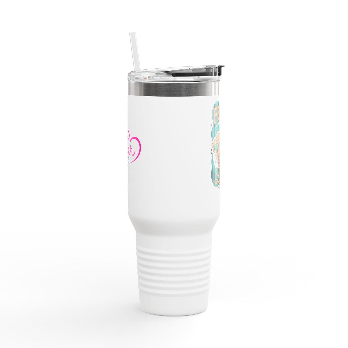 Feeling Lucky 40oz Insulated Travel Mug – Vintage Playing Card Lucky Charm Tumbler with Straw | Stainless Steel BPA-Free Cup