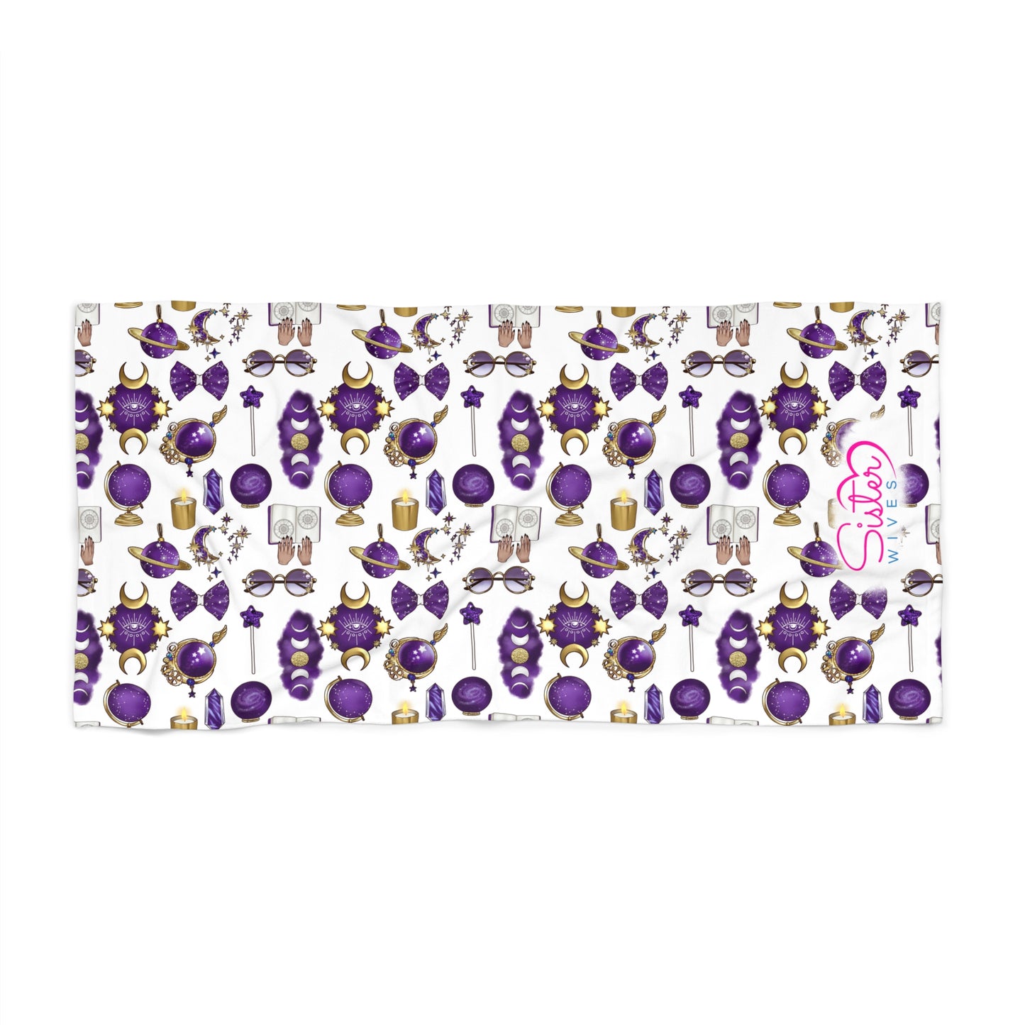 Celestial Zodiac Polyamory Beach Towel | ENM & Non-Monogamy Friendly Astrology, Zodiac & Magical Aesthetic Pool Towel