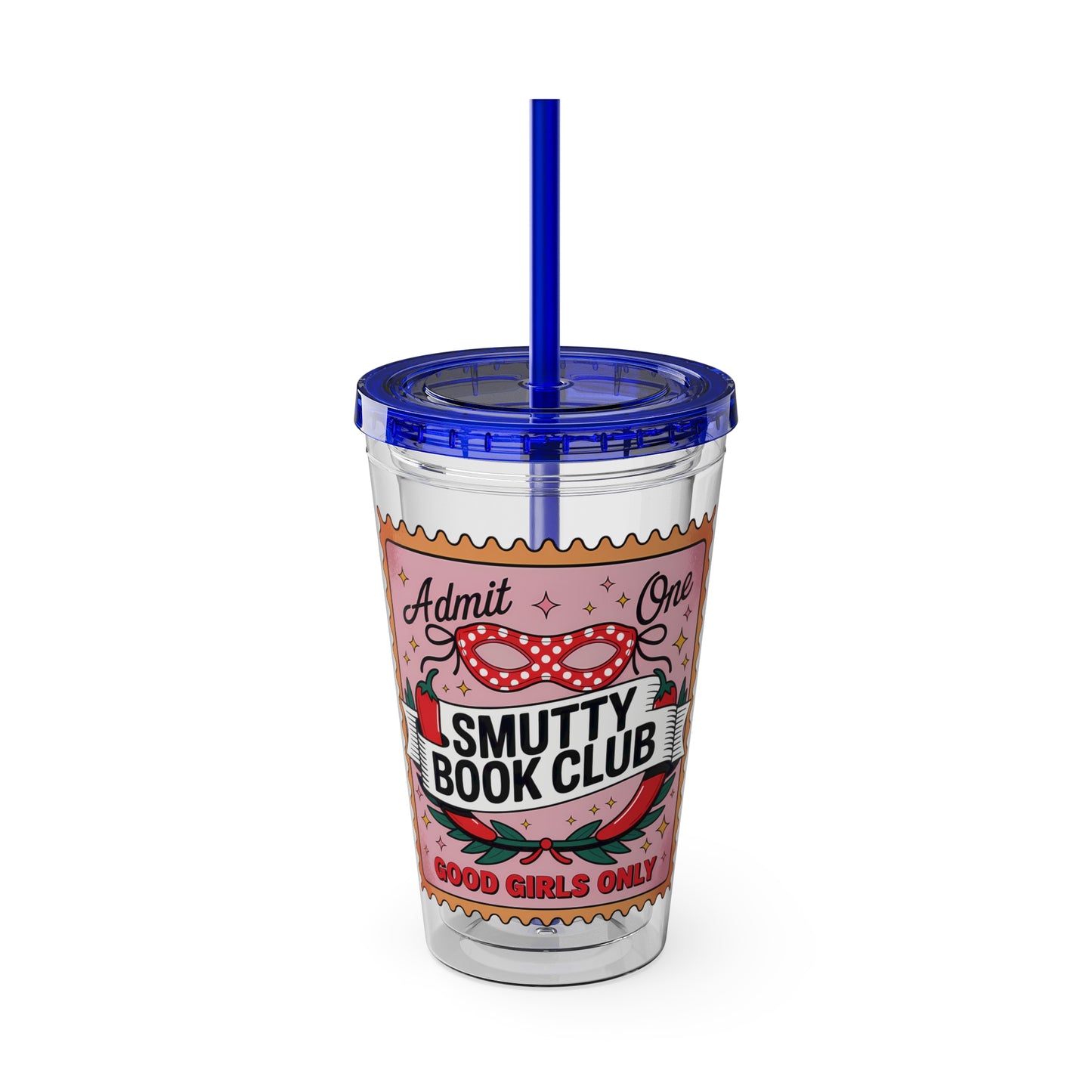 Admit One: Smutty Book Club – 16oz Sunsplash Tumbler | Polyamory Pride Cup | ENM Lifestyle Drinkware | Swinger Aesthetic Travel Cup | Spicy Romance Reader Gift | Poly, Open Relationship, Hotwife Vibes...