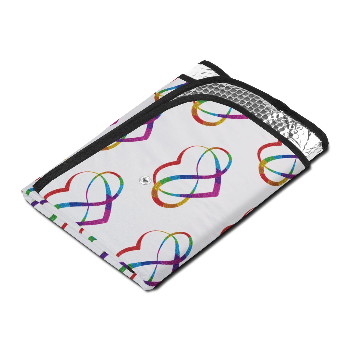 Polyamory Pride Car Sun Shade | Infinity Heart Windshield Sunshade | ENM & Chosen Family Car Accessory | Inclusive Love Auto Decor