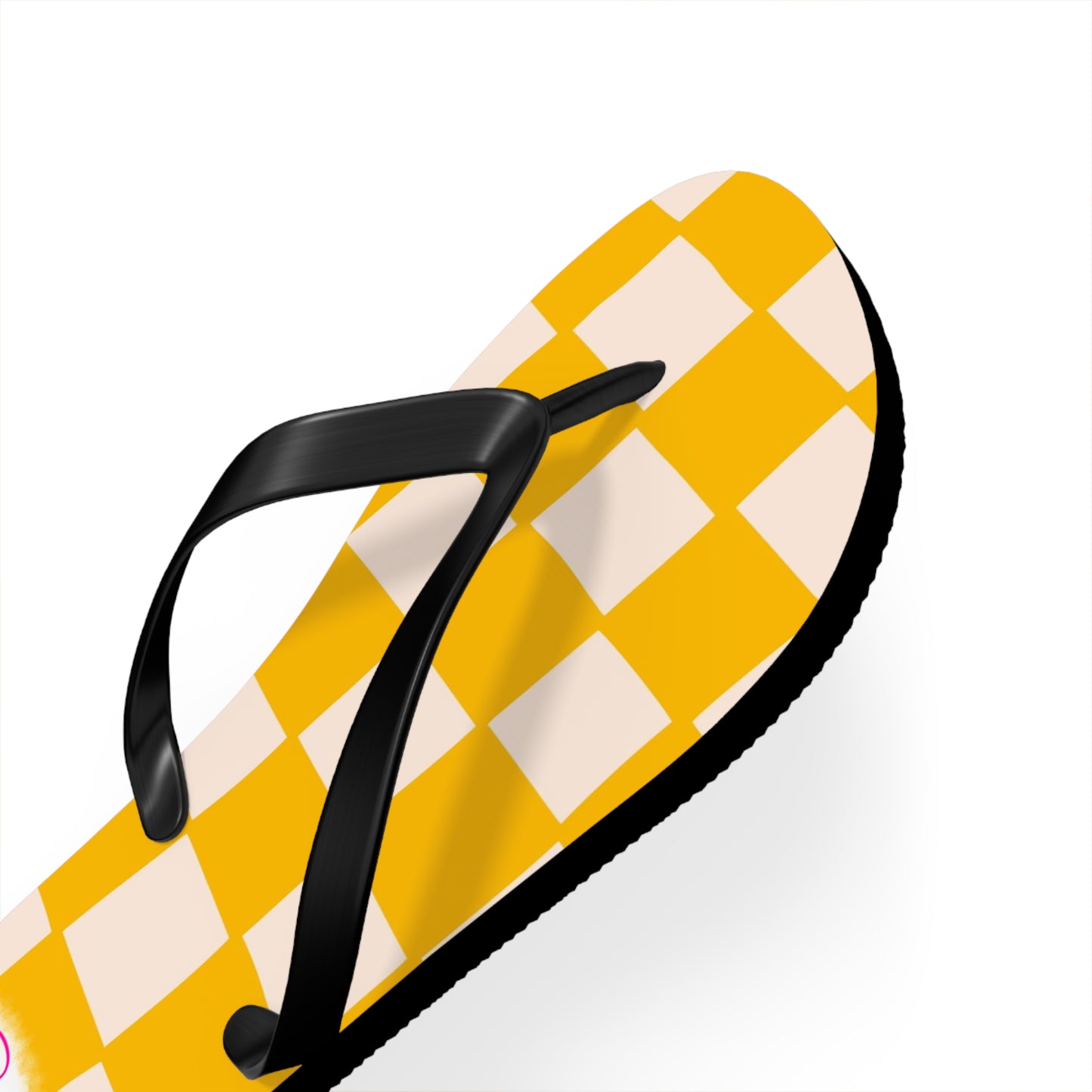 Yellow Checkered Flip Flops | Lightweight Summer Sandals for Travel & Vacation