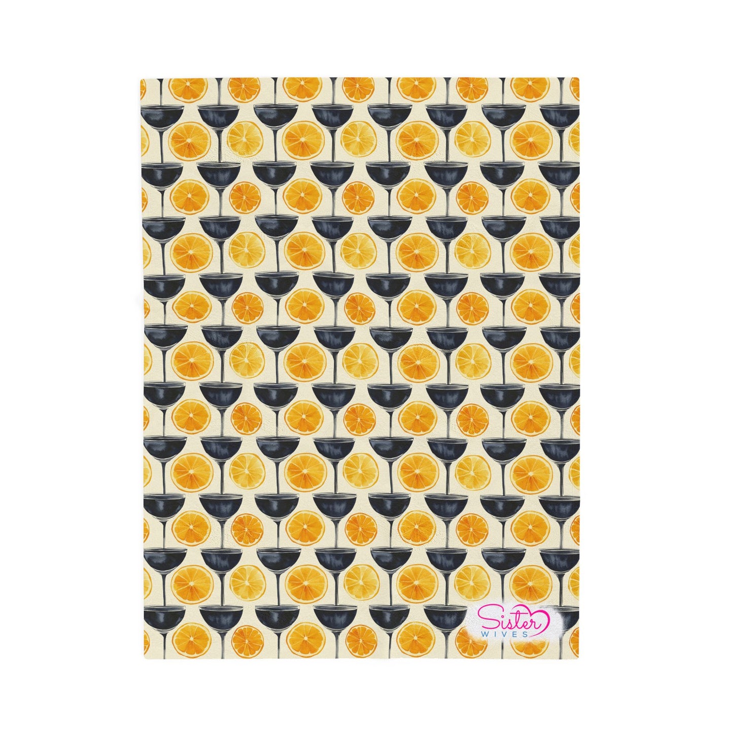 Lemon Martini Throw Blanket | Citrus Cocktail Cozy Blanket | Retro Kitchen & Bar Decor | Polyamory & ENM Friendly Home Decor | Swinger Lifestyle Cozy Blanket | Minimalist Blush Stripe Throw