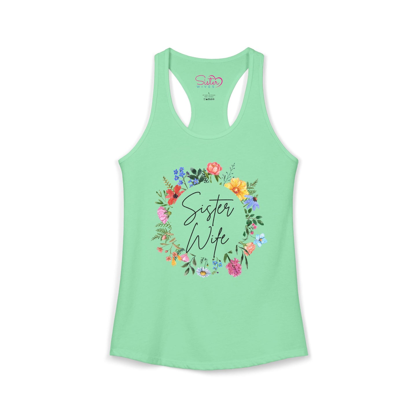 Sister Wife Floral Racerback Tank | Polyamory & ENM Lifestyle Top | Chosen Family Active Tank | Inclusive Relationship Apparel