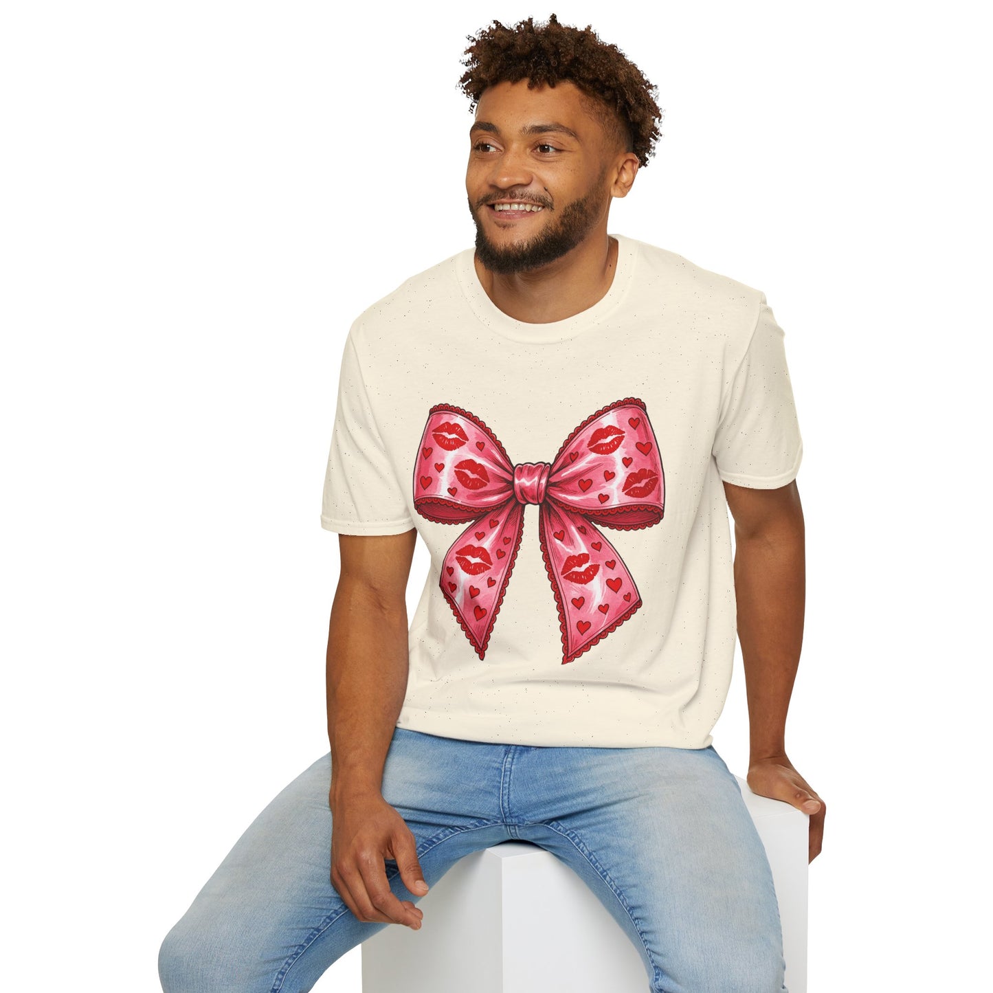 Red Coquette Bow Shirt – Flirty Valentine Bow T-Shirt, Polyamory ENM Non-Monogamy Symbol Tee, Unisex Gildan 64000