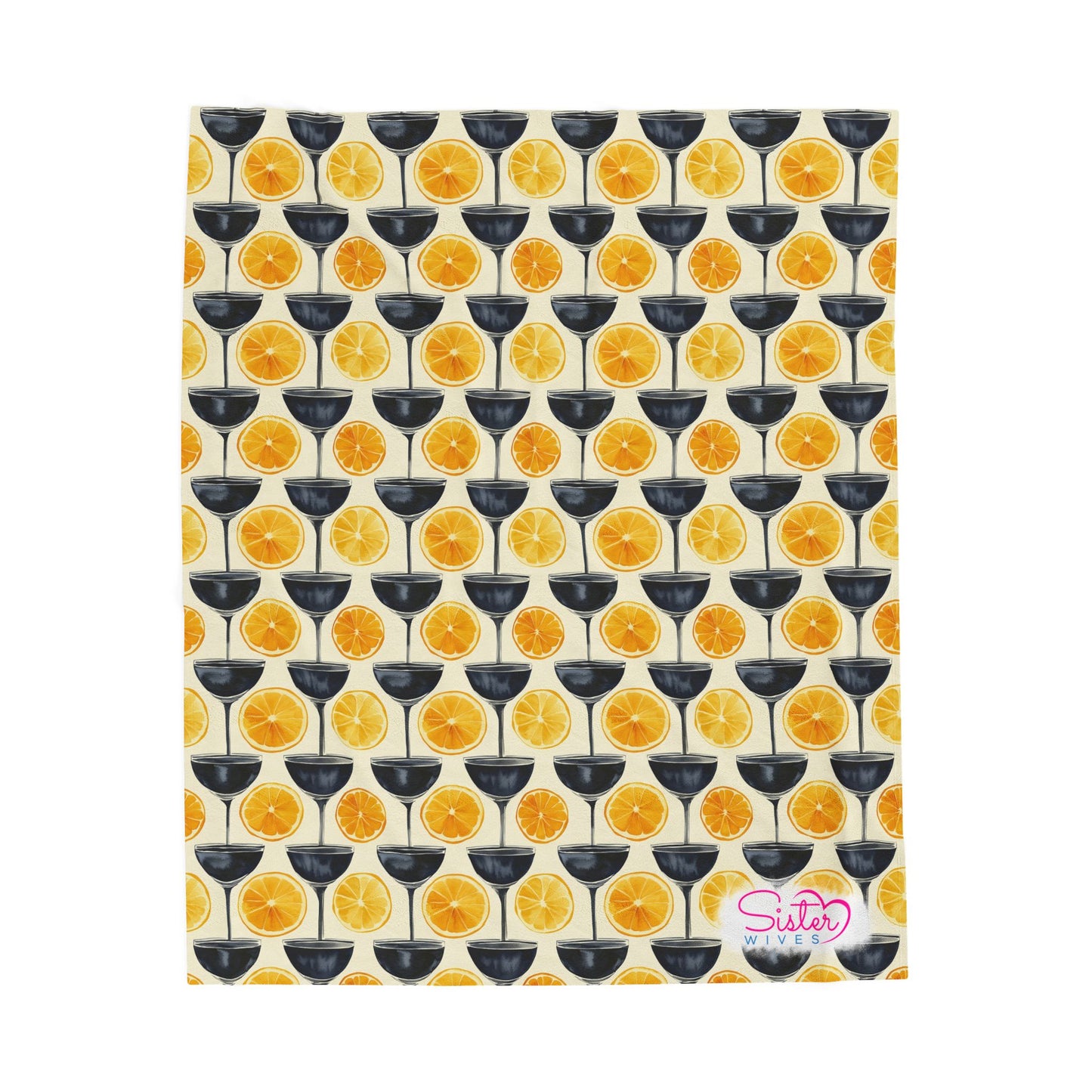 Lemon Martini Throw Blanket | Citrus Cocktail Cozy Blanket | Retro Kitchen & Bar Decor | Polyamory & ENM Friendly Home Decor | Swinger Lifestyle Cozy Blanket | Minimalist Blush Stripe Throw