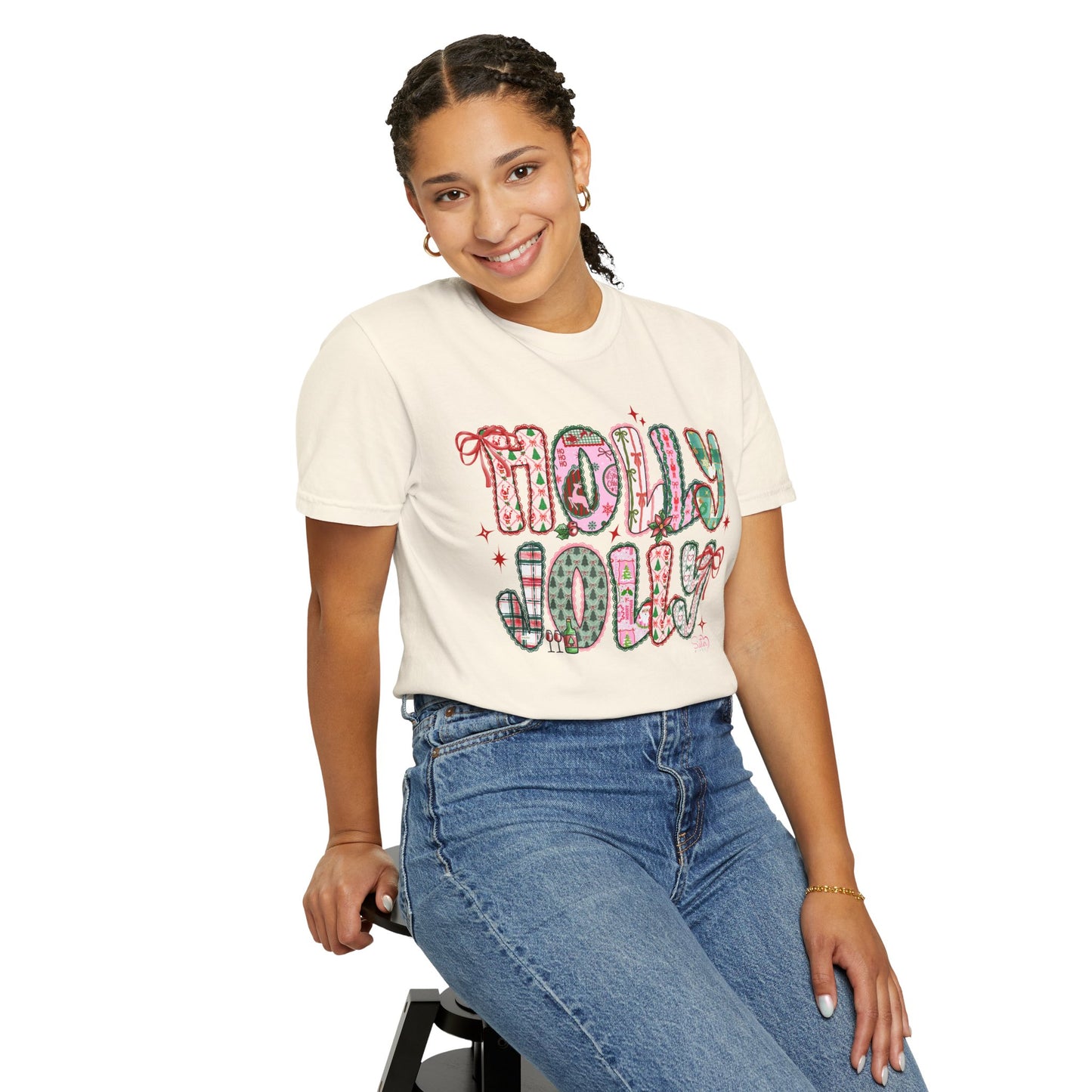 Holly Jolly Holiday Coquette T-Shirt, Unisex Festive Tee, Christmas Shirt, Cute Gift for Her, Holiday Party Wear