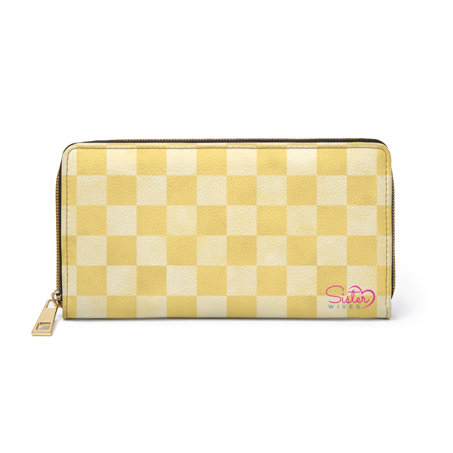 Checkered Yellow Zipper Wallet | Polyamory Friendly Accessory | ENM Lifestyle Wallet | Inclusive Chosen Family Gift | Colorful Retro Checker Wallet