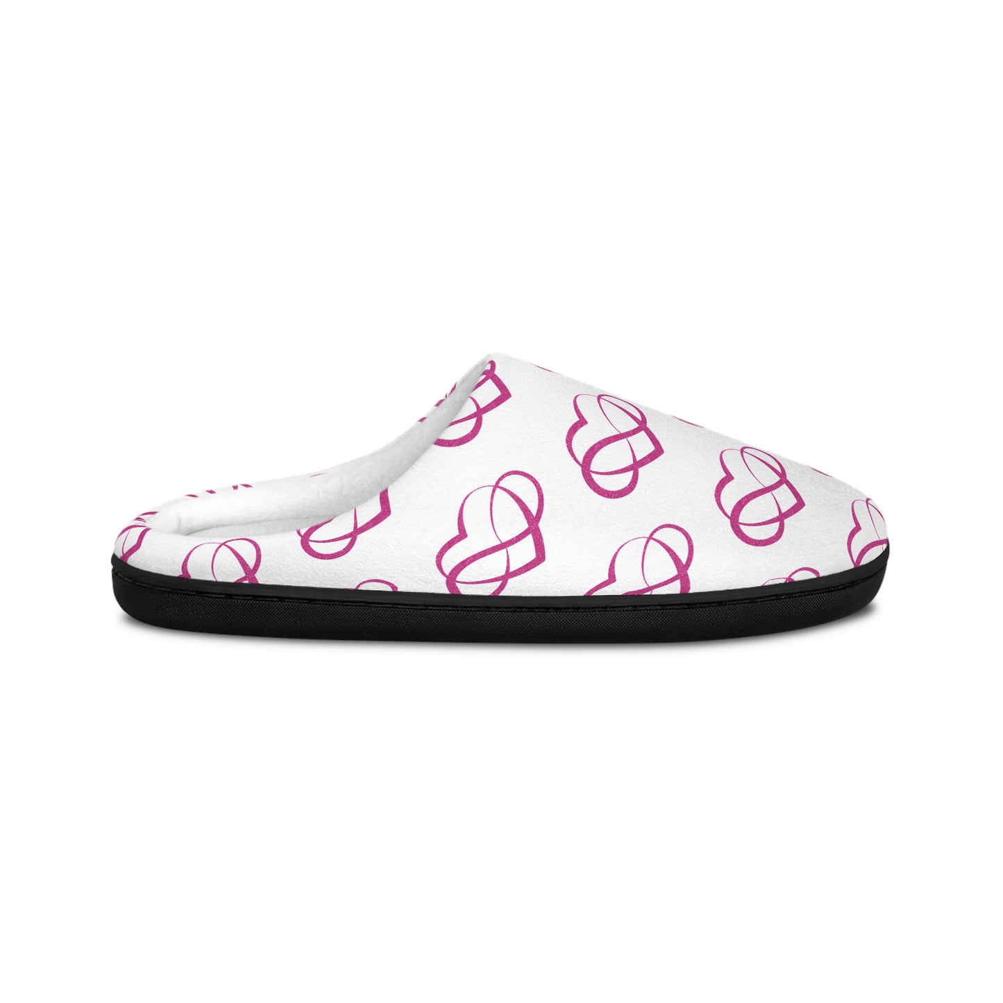 Women's Pink Infinity Heart Indoor Slippers — Cozy Slip-On House Shoes