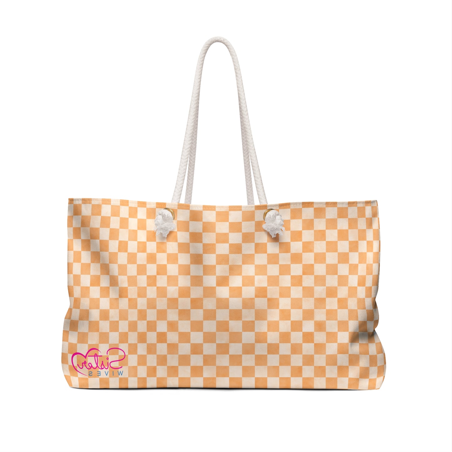 Orange Checker Weekender Bag | Cozy Travel Tote | ENM & Polyamory Friendly Overnight Bag | Chosen Family Aesthetic Carryall