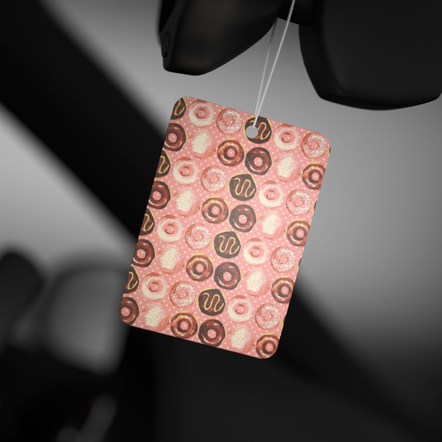 Pink Donut Aesthetic Car Air Freshener – Cute Pastel Foodie Hanging Diffuser | Pine, New Car & Black Ice Scents