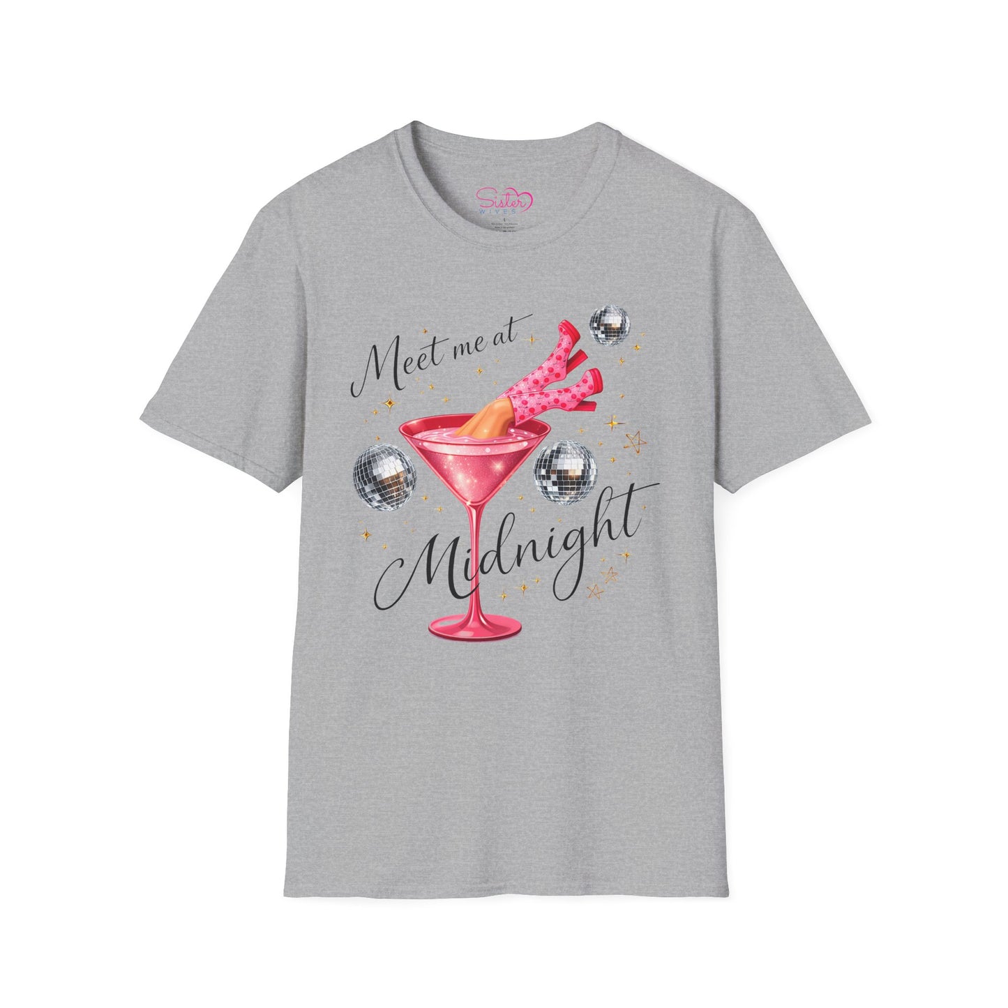 Meet Me at Midnight Shirt – Cocktail Party Graphic Tee, Flirty Night Out Shirt, Poly-Friendly ENM Unisex Gildan 64000