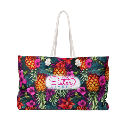 Sister Wives Swingers Upside-down Pineapple Tropical Floral Weekender Bag, Perfect for Weekend Getaways, Sister Wives Gifts, Travel Tote, Beach Bag, Summer Essentials