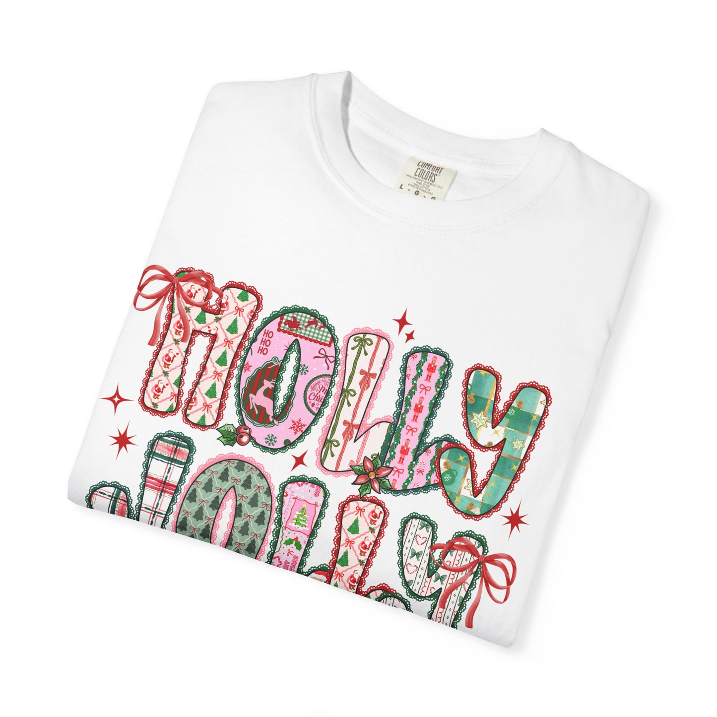 Holly Jolly Holiday Coquette T-Shirt, Unisex Festive Tee, Christmas Shirt, Cute Gift for Her, Holiday Party Wear