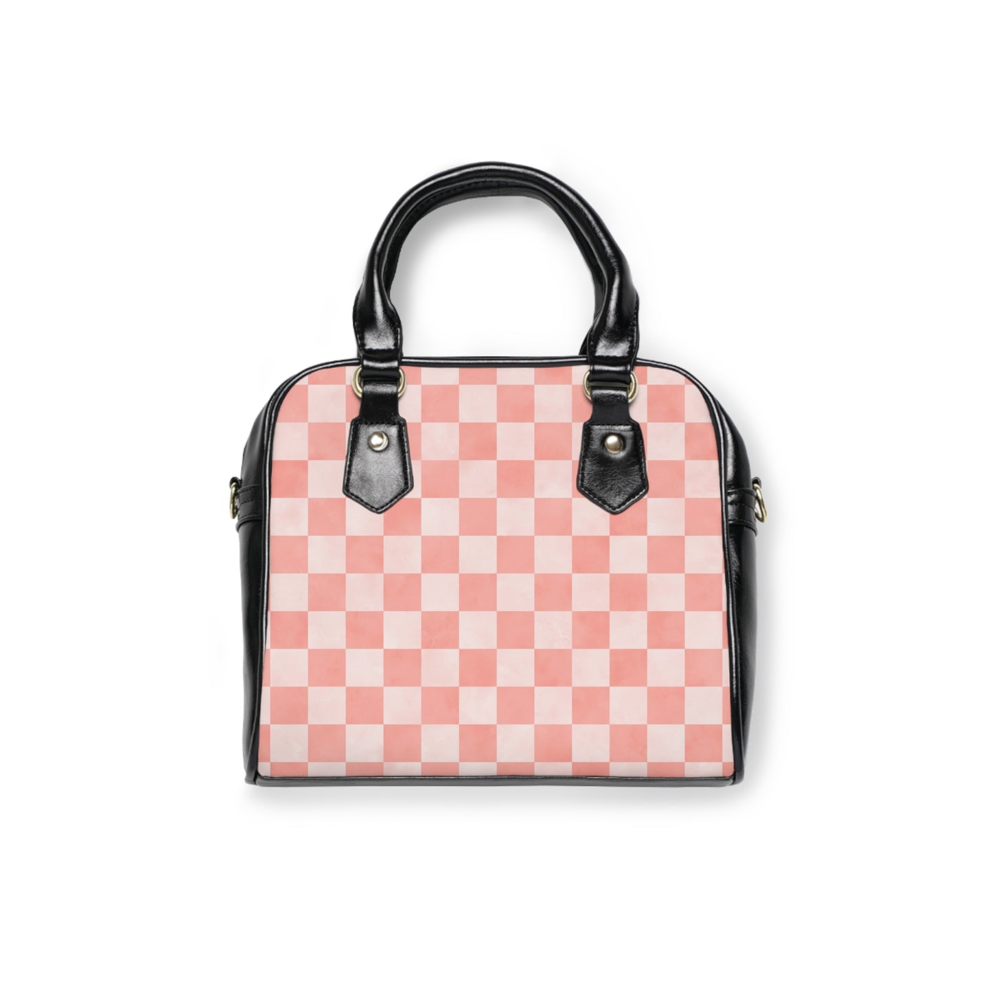 Pink Checkered Shoulder Handbag – Valentine Checkerboard PU Leather Purse, Polyamory & ENM Friendly Fashion Bag, Love-Positive Gift