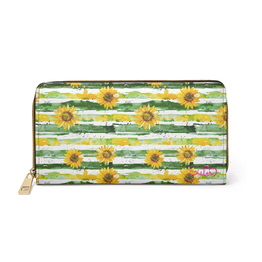 Sunflower Zipper Wallet – Floral Zip-Around Wallet, Sunflower Print Clutch, Cottagecore Farmhouse Accessory, Gift for Sunflower Lovers