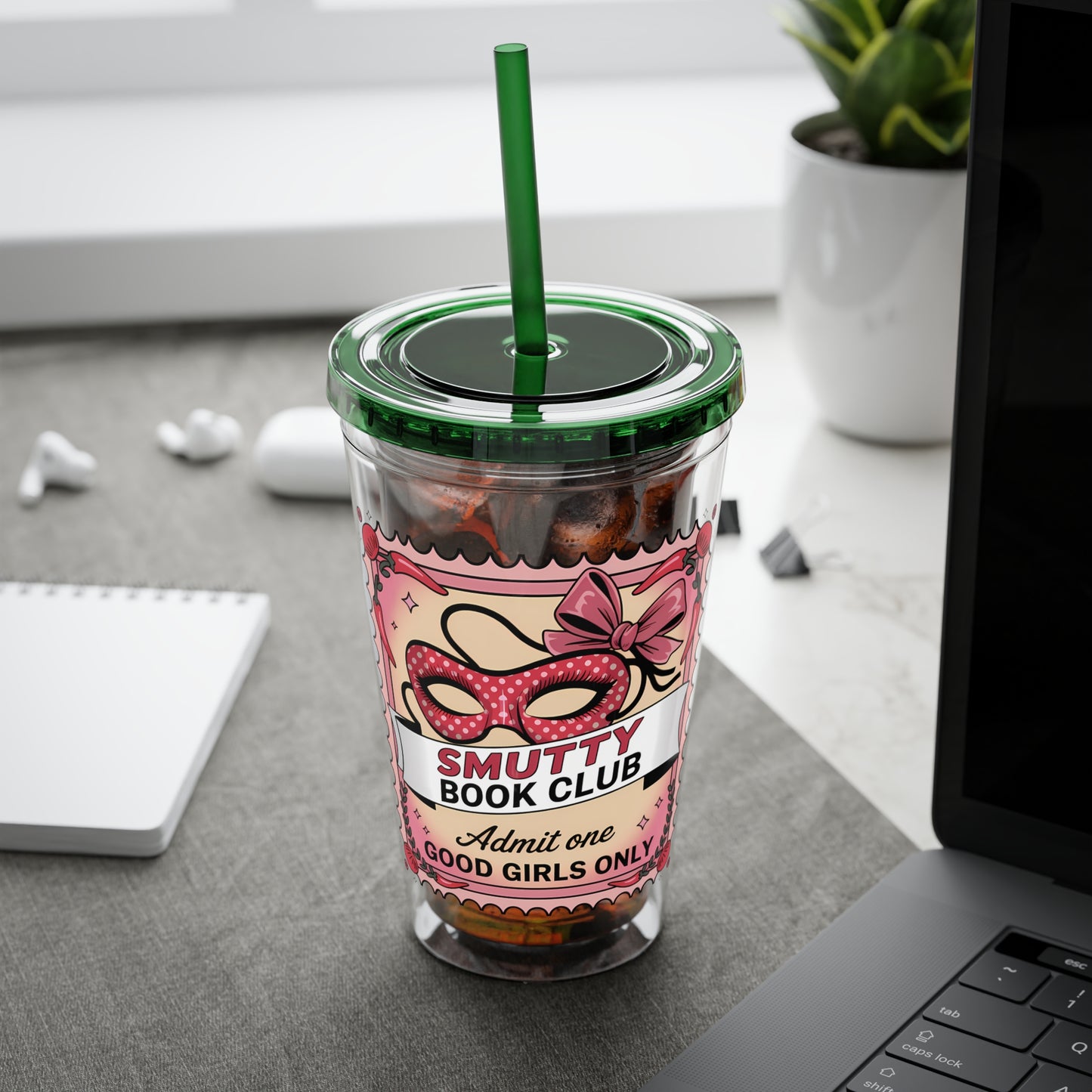 Admit One: Smutty Book Club – 16oz Sunsplash Tumbler | Polyamory Pride Cup | ENM Lifestyle Drinkware | Swinger Aesthetic Travel Cup | Spicy Romance Reader Gift | Poly, Open Relationship,...