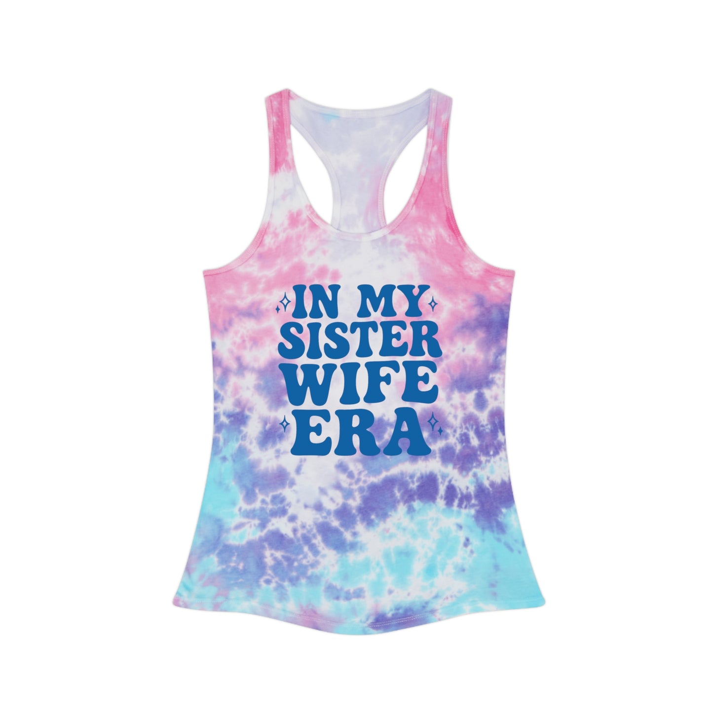 Blue In My Sisterwife Era Tie-Dye Tank Top, Summer Casual Wear, Graphic Tee for Bachelorette, Birthday Gift, Festival Style Top, SisterWife Tank Top