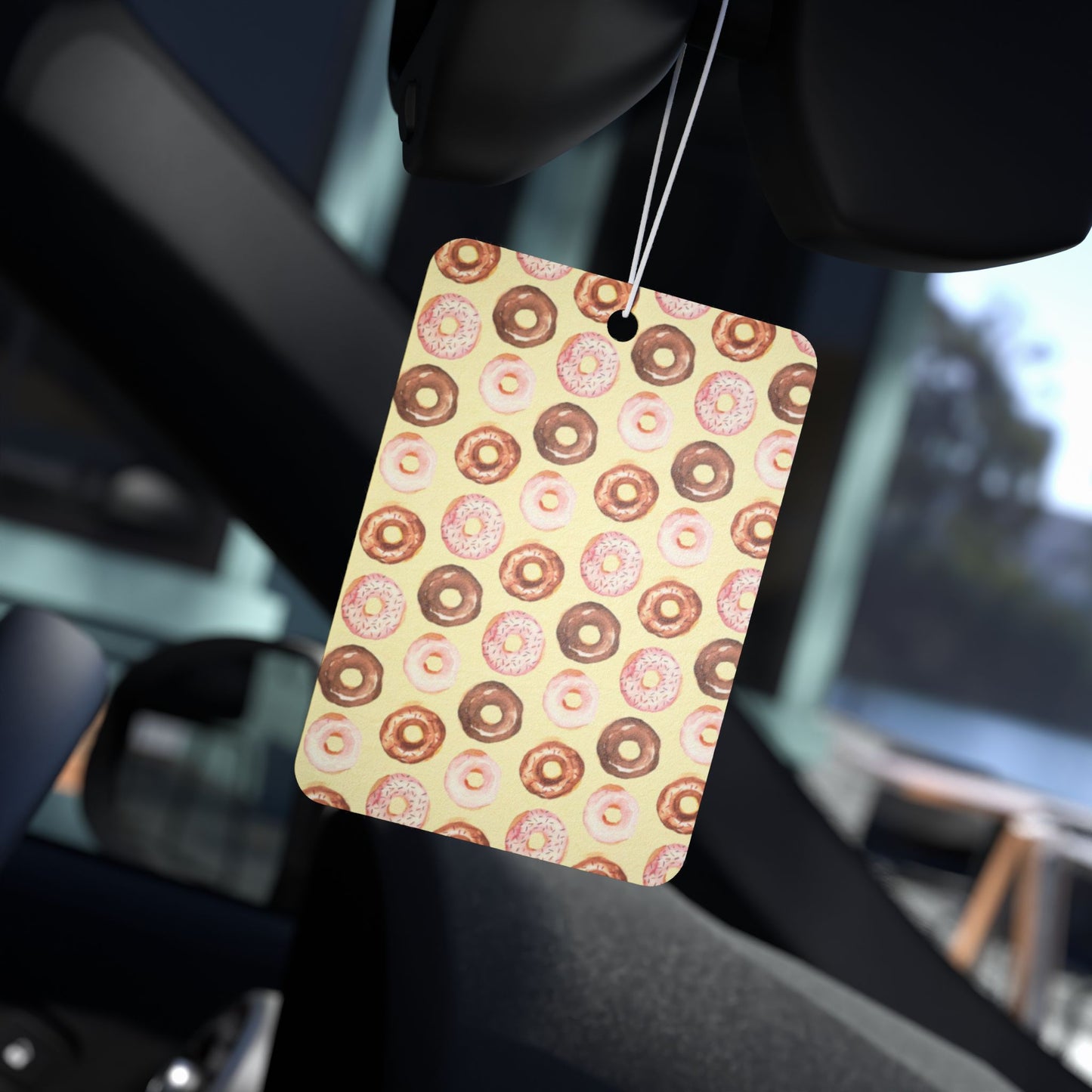 Donut Aesthetic Car Air Freshener – Cute Pastel Foodie Hanging Diffuser | Pine, New Car & Black Ice Scents