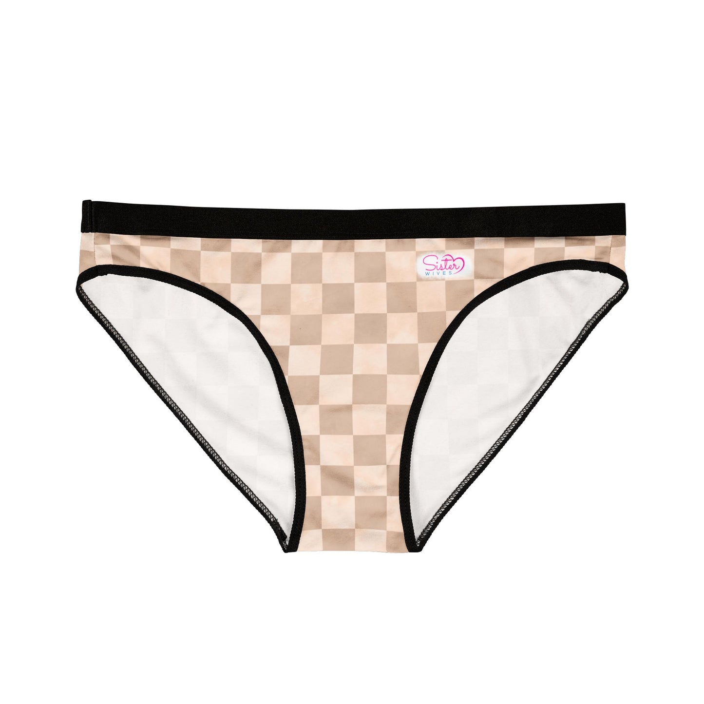 Neutral Checker Women’s Panties | Aesthetic Bikini Cut Underwear | ENM & Polyamory Friendly Lingerie