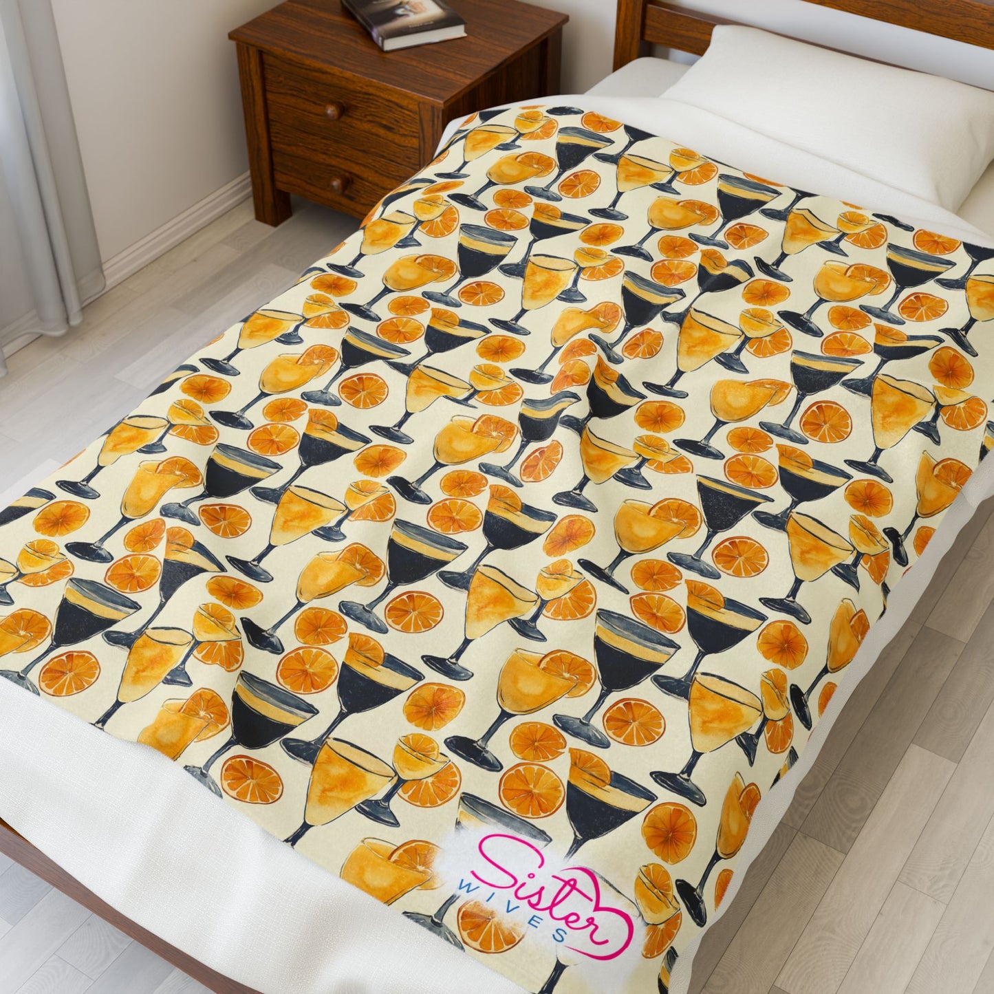 Lemon Cocktail Throw Blanket | Citrus Cocktail Cozy Blanket | Retro Kitchen & Bar Decor | Polyamory & ENM Friendly Home Decor | Swinger Lifestyle Cozy Blanket | Minimalist Blush Stripe Throw