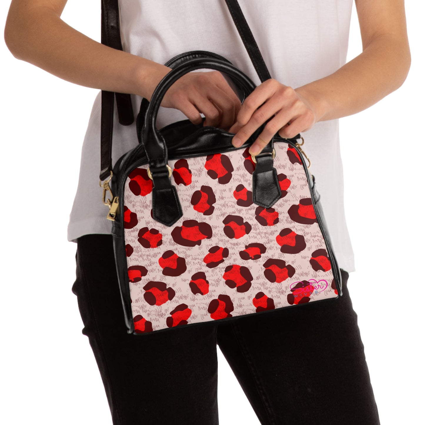 Leopard Heart Shoulder Handbag – Valentine Leopard PU Leather Purse, Polyamory & ENM Friendly Fashion Bag, Love-Positive Gift