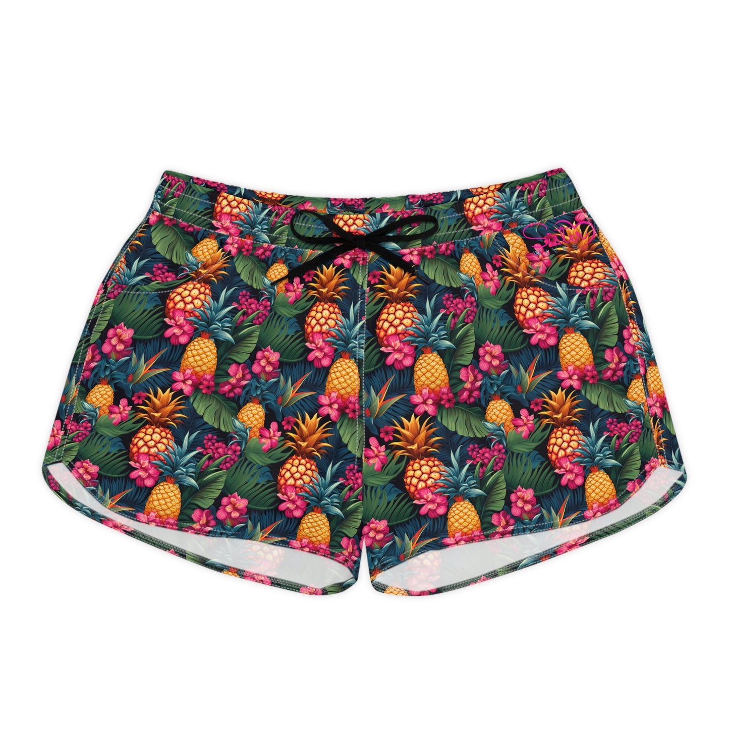 Tropical Pineapple Sisterwives Floral Women's Casual Shorts, Summer Beachwear, Vacation Shorts, Cute Lounge Shorts, Pineapple Print Shorts