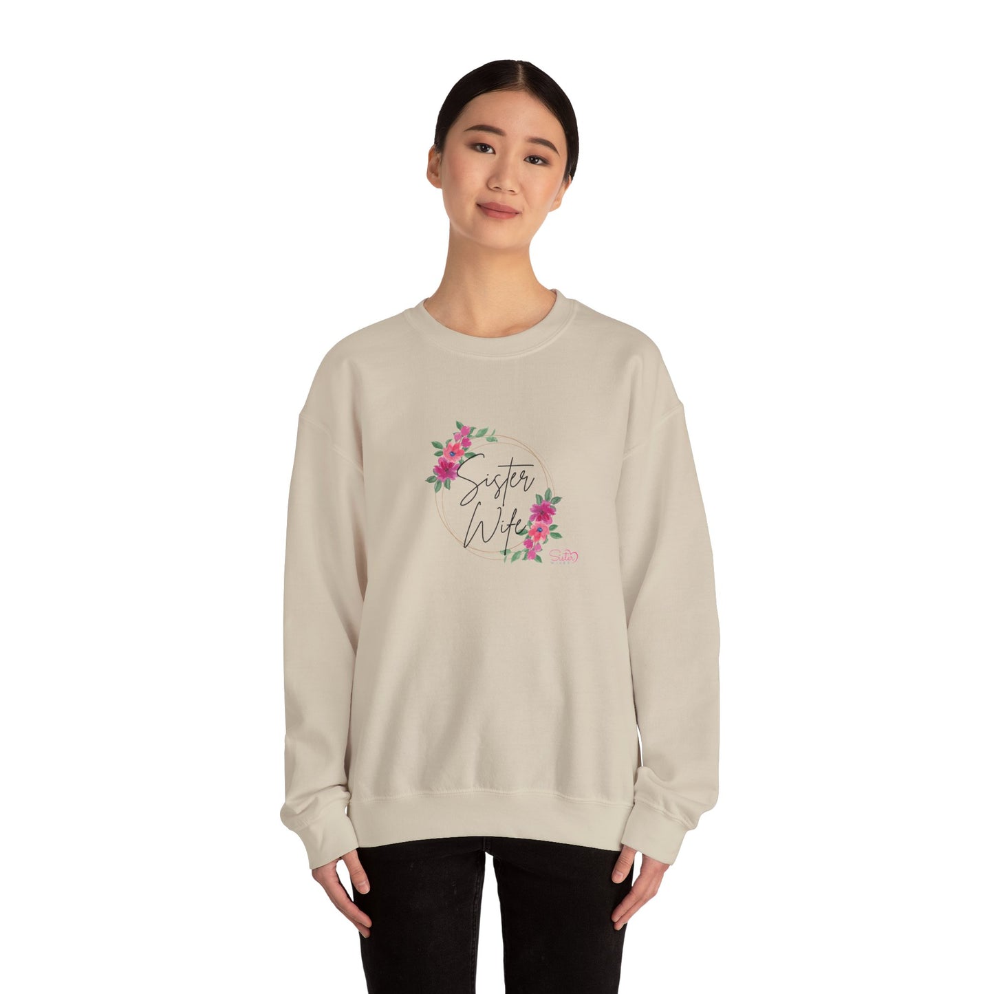 Floral Sister Wife Sweatshirt – Soft Feminine Polyamory Unisex Crewneck | Ethical Non-Monogamy & Polygamy Pride Apparel