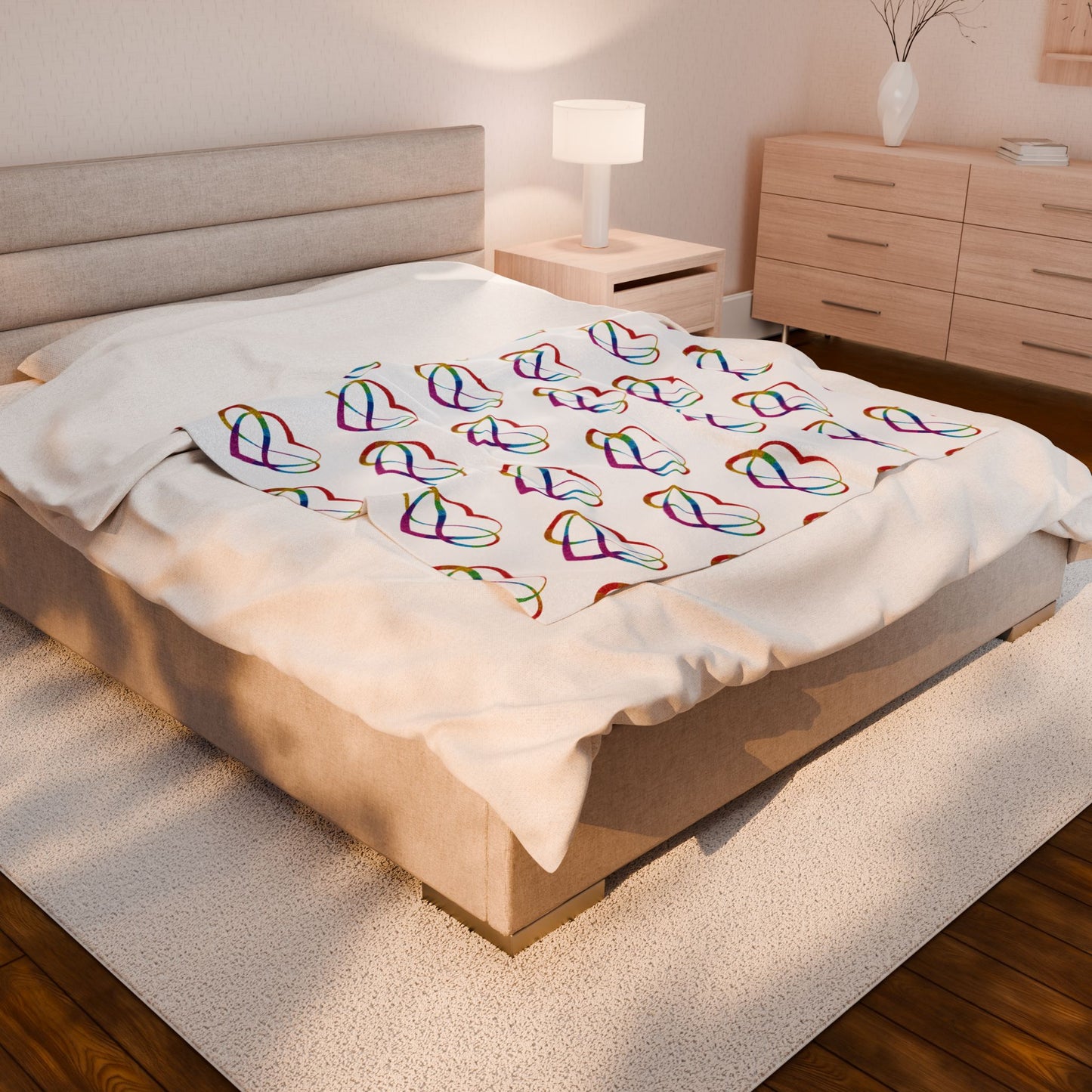 Rainbow Polyamory Heart Blanket – Ethical Non-Monogamy Plush Throw | Poly Pride & Inclusive Love Bedding