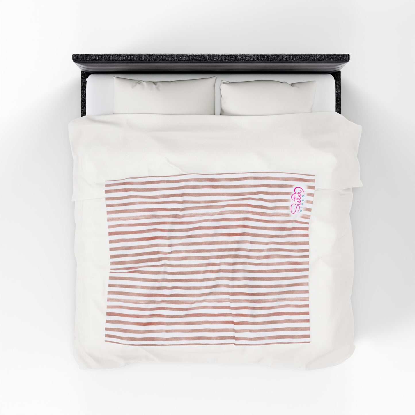 Soft Stripe Throw Blanket – Polyamory Sisterwives ENM Friendly Home Decor | Swinger Lifestyle Cozy Blanket | Minimalist Blush Stripe Throw