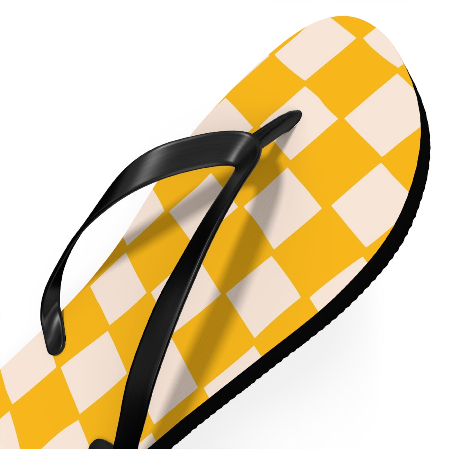 Yellow Checkered Flip Flops | Lightweight Summer Sandals for Travel & Vacation