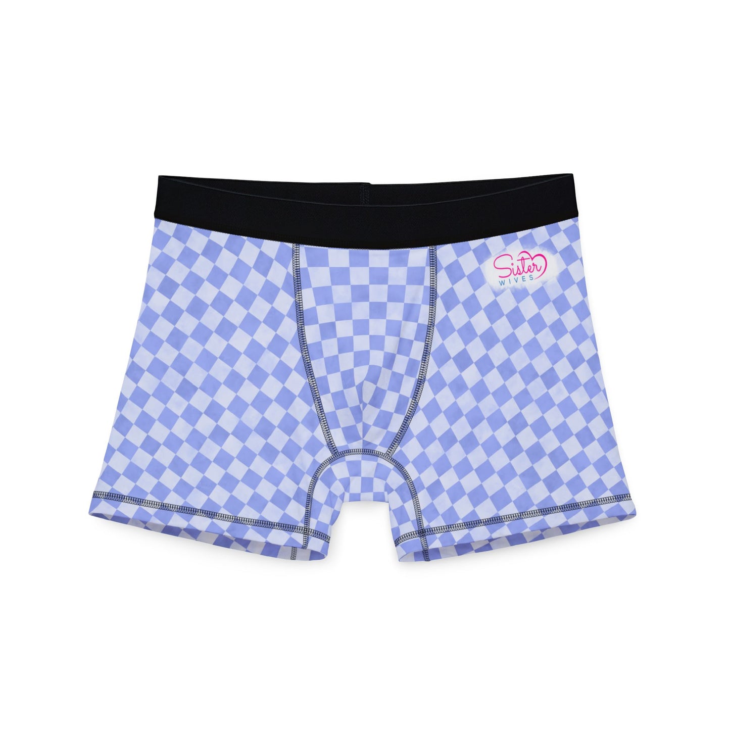 Blue Checker Men’s Boxer Briefs | Aesthetic Stretch Underwear | ENM & Polyamory Friendly Sisterwives Loungewear