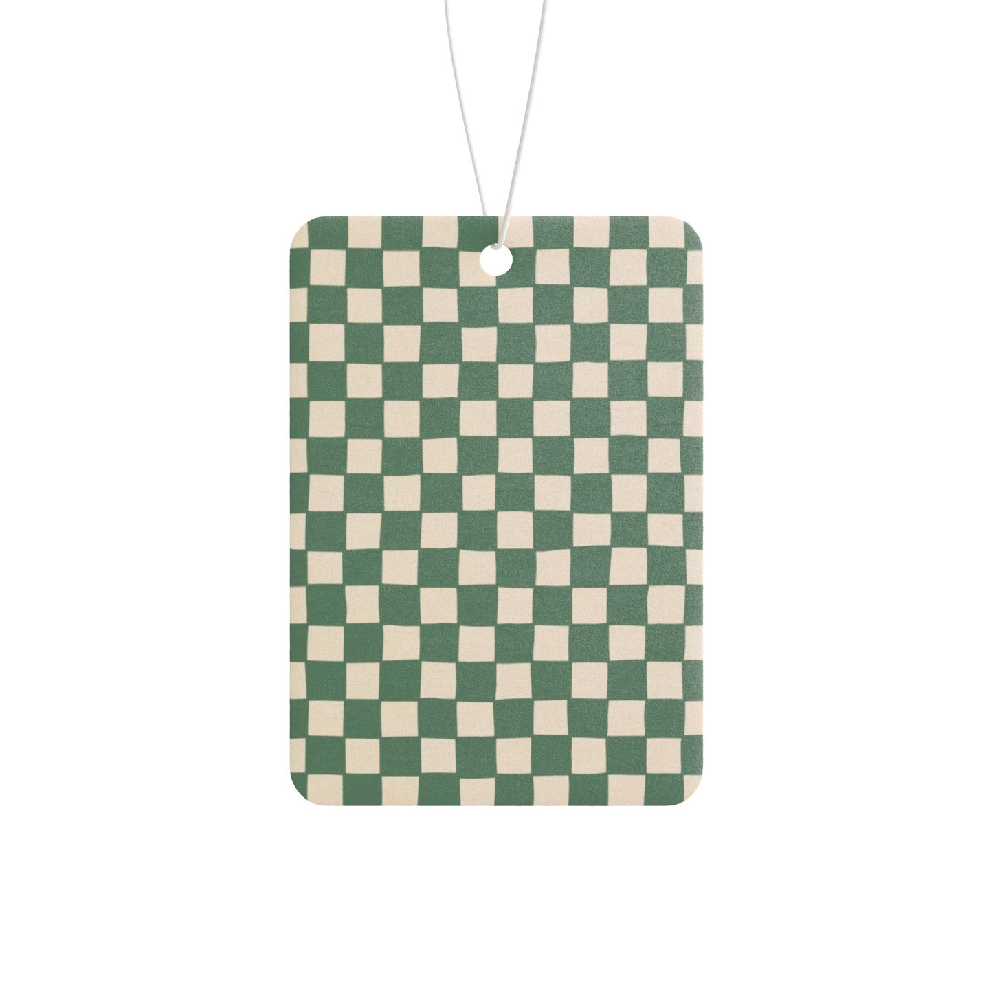Green Checkered Car Air Freshener – Sage Aesthetic Hanging Diffuser | Pine, New Car & Black Ice Scents