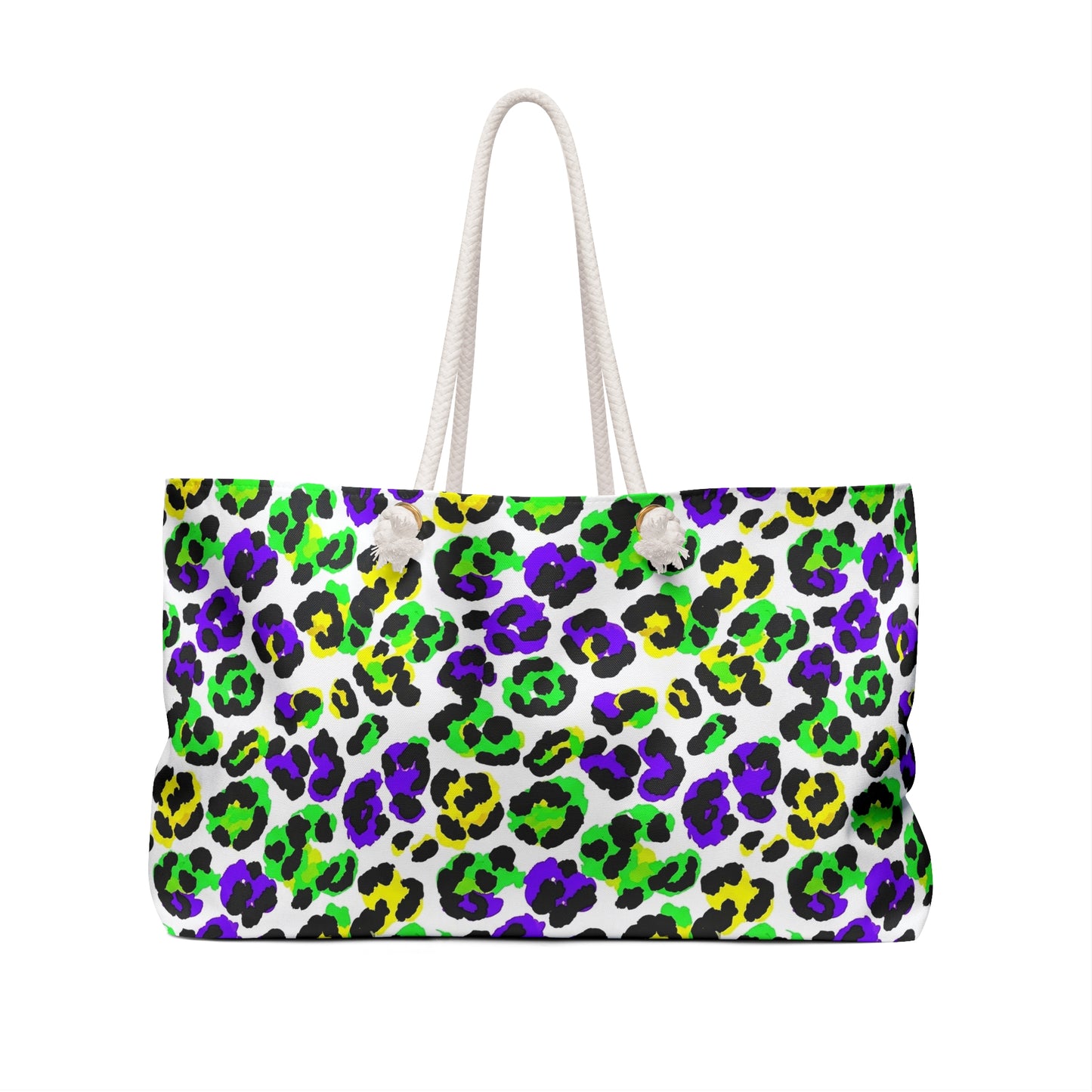 Mardi Gras Cheetah Print Weekender Bag | Polyamory ENM Friendly Travel Tote | Matching Couple & Throuple Overnight Bag | Festival & Cruise Carryall