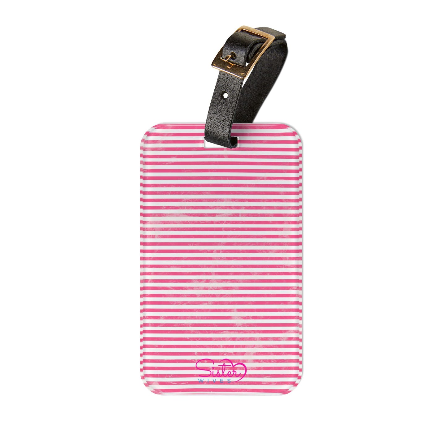 Pink Striped Luggage Tag – Polyamory ENM Pride Travel Accessory, Acrylic Suitcase Tag with Adjustable Strap