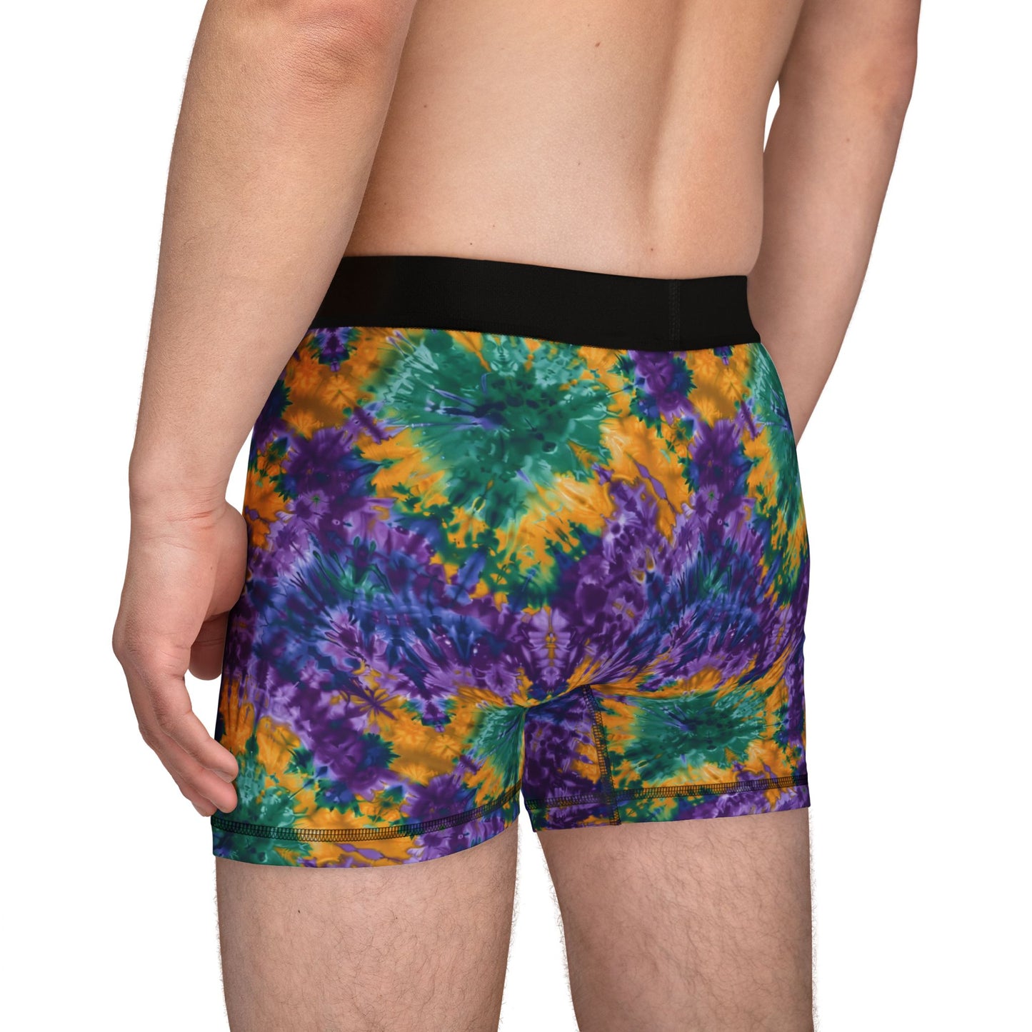 Mardi Gras Tie-Dye Men’s Boxer Briefs | Polyamory ENM Pride Underwear | Ethical Non-Monogamy Lifestyle Boxers | Colorful Festival-Inspired Men’s Underwear